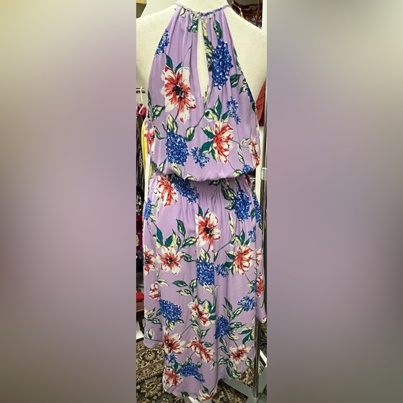 Parker - NWT - Silk/Viscose, lavender floral, asymmetrical, halter style. S - Picture 2 of 5